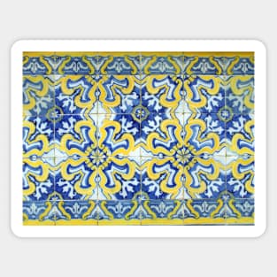 Portuguese azulejos with exploding yellow flowers Sticker